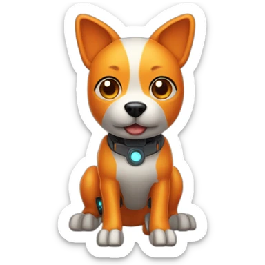 robotic animatronic tiny orange dog sticker