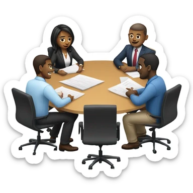 men and women work meeting at a table sticker