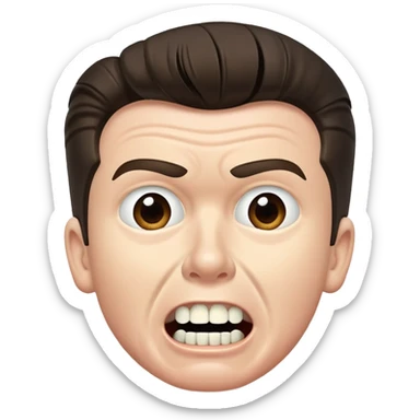 Rick Astley with straight face but with front teeth out and the picture is from the era of the 1940s-1950s or 60s and he kinda has WW2 flashbacks sticker