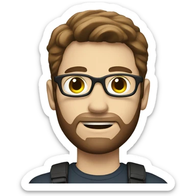 white man with brown hair holding a polaroid camera sticker