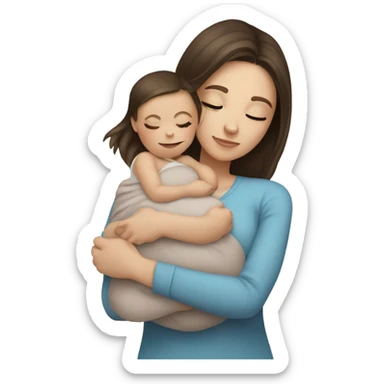 White brunette girl cuddling with baby sticker