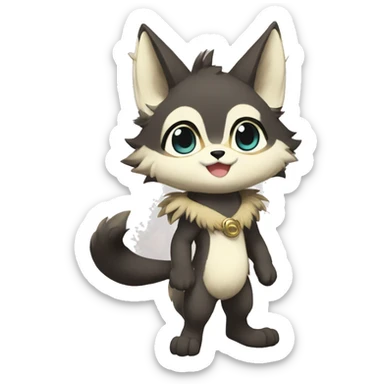 shiny, Kemono-style, Chibi, Anthro-Fur-Sona-Fakémon, Full Body sticker