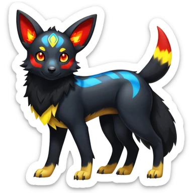 Shiny Exotic Excessive Mysterious Umbreon-Houndour-Poochyena-Pokémon-Fakémon-hybrid-creature (full body) sticker