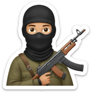 Hombre con pasamontañas con ak47 sticker