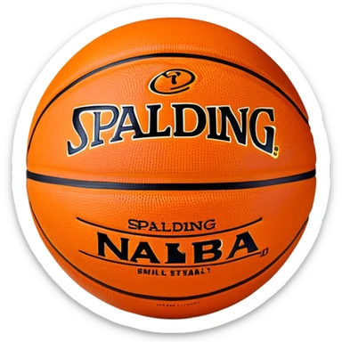 minimalist orange Spalding basketball with simple NBA logo, few colorful lines, clean design sticker