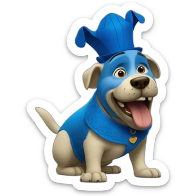 perro azul con payasos al lado bailando junto a shrek de la pelicula "shrek" sticker