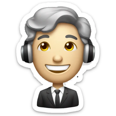 ejecutivo sonriente escuchando música con notas musicales  sticker