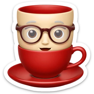 talking teacup red with glassess sticker