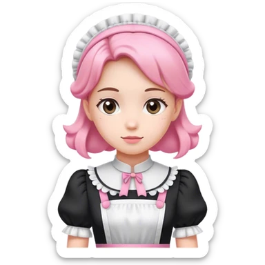 Black white and pink maid dress  sticker