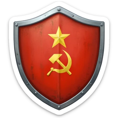 generate a very realistic shield with the USSR flag sticker