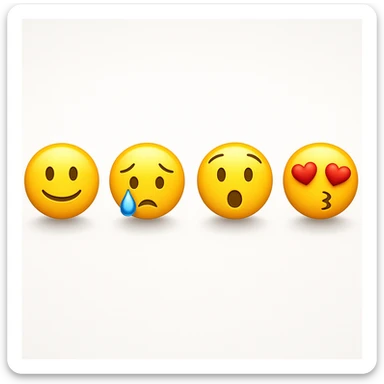 make four emojis on white background with good amount of shadow  sticker