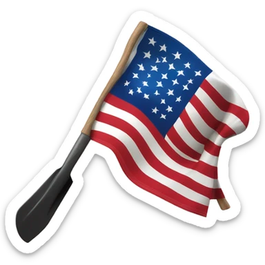 American flag connected to a black shovel sticker