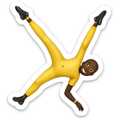 Can u make a smiley face emoji with him kicking his legs up in the back but make him black  sticker