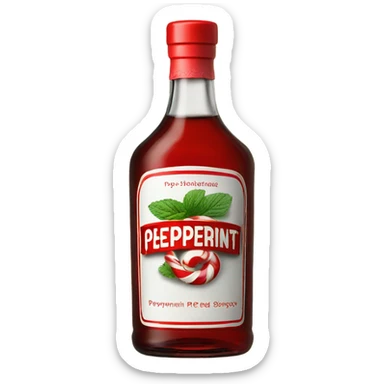 Bottle of Peppermint schnapps red sticker