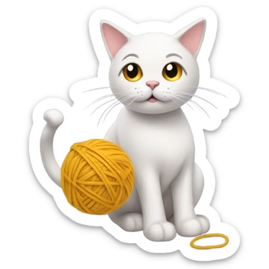 Cat with a ball of yarn sticker