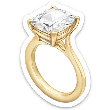 Gold band Elongated Cushion cut diamond ring sticker