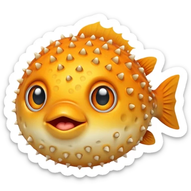puffer fish, only eye, apple emoji style sticker