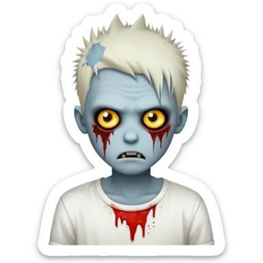 zombie boy with spiky emo hair and white shirt sticker