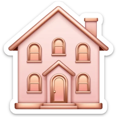Home | vector icon of a feminine home icon in rose gold and blush pink, flat minimal design, soft glow, white background sticker