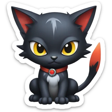 Cool Cute Edgy Black Dark Chibi Cat-Noibat-Noivern-Litten-Fakémon-hybrid sticker