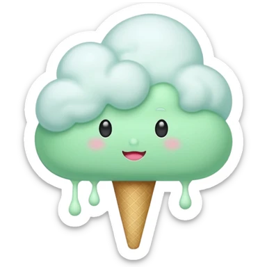 green Cloud Cotton Candy – light white puff, oversized and airy. sticker