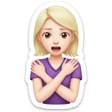 a girl arms crossed holding neck screaming  sticker
