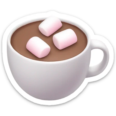 Light Pink mug of hot chocolate with marshmallows  sticker