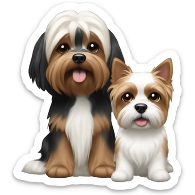 black and white havenese with an brown and white yorkie sticker