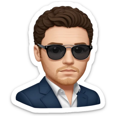 Richard Madden as his character in the Bodyguard TV series, with sunglasses on and an earpiece. sticker