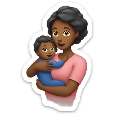Mom holds the baby in her arms facing each other sticker
