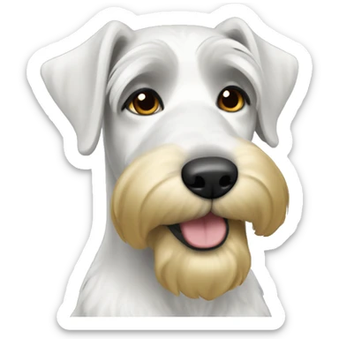 White with light gray and gold mustache Schnauzeremoji sticker