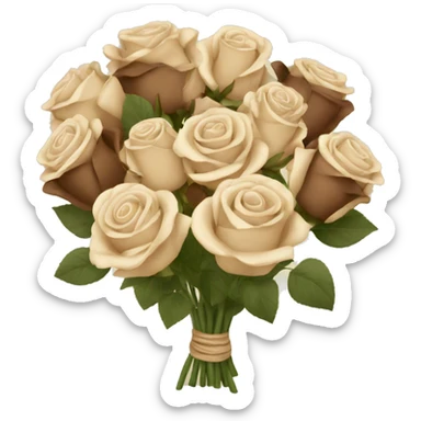 Beige and Brown roses Bouquet  sticker