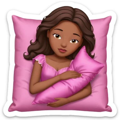 sleeping beauty african american woman with dark brown hair with a silk pillow sticker