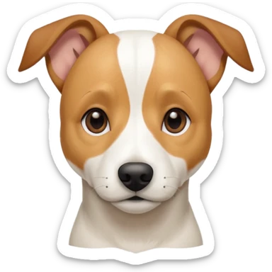a full body facing front on of a buff white beagle cross jack russell terrier looking dog the size of a kelpie with light brown long ears resting on its face and a light brown patch above one eye and a large snout. the rest of the dog is completely white.  sticker
