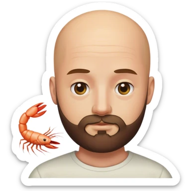 bald phd white graduate with beard but is the shrimp emoji sticker
