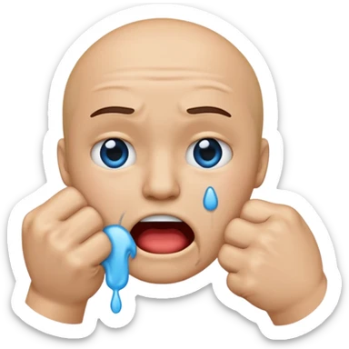 Crying emoji with fist in front of mouth sticker