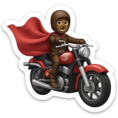 A chocolate brown doodle wearing a red and black handkerchief riding a motorcycle sticker