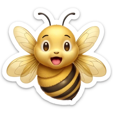 Cinematic Adorable Yawning Bee Portrait Emoji, Head tilted slightly with a dramatic, wide-open yawn, showcasing a tiny, fuzzy body with gently drooping wings and sleepy, half-closed eyes, Simplified yet irresistibly cute features, highly detailed, glowing with a soft, cozy golden glow, high shine, relaxed yet expressive, stylized with a dash of whimsical honey charm, soft glowing outline, capturing the essence of a drowsy bee that appears ready to stretch out for a nap! sticker