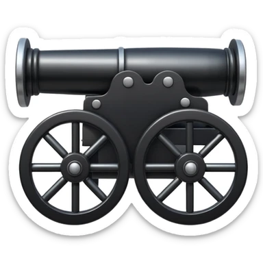 A black shiny cannon facing forward sticker
