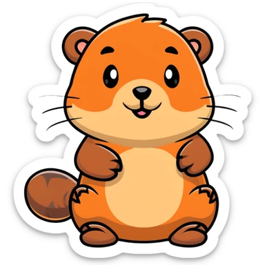 friendly cartoon beaver with flat tail sticker