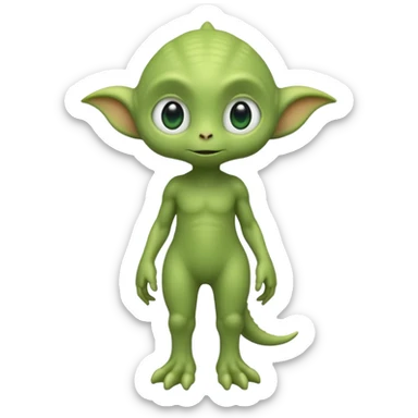 full body cute roughly humanoid peacefull alien furry with 2 legs and eye stalks stands upright and looks intelligent ...wears clothing. not green..looks happy and cudly... doesnt have eyes on face, there is a stalk coming from top of head with a single large eye sticker