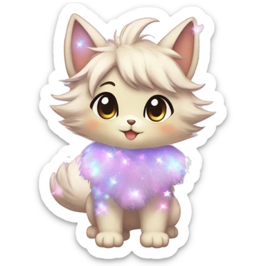 Anthro Cute Fluffy Gorgeous Petite Shiny Colorful Pastel Glitter Sparkle Stars Anime Chibi Fantasy-Animal-Fakémon-Pokémon-Hybrid Fur Sona Aesthetic Trending Style Full Body sticker