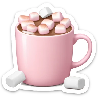Light Pink mug of hot chocolate with marshmallows  sticker