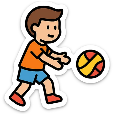 a boy passing a ball sticker