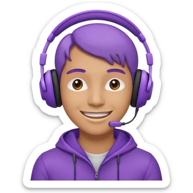 listen to music in purple headphone and smile sticker