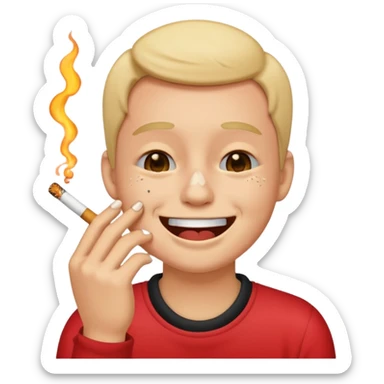 laughing emoji while crying with a cigarette sticker