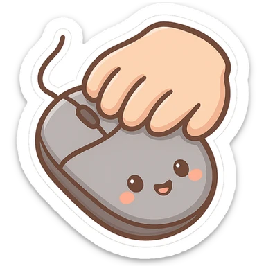 cartoon chibi style computer mouse with hand on top sticker