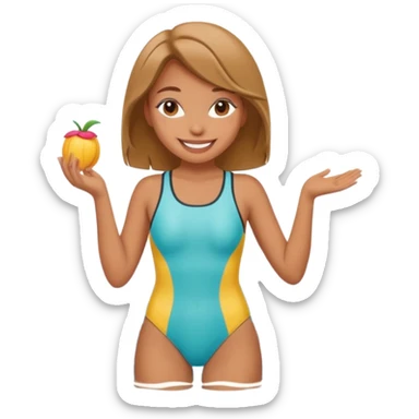 A cartoon girl in swimsuit sticker