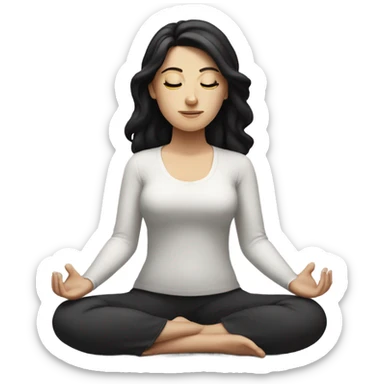 White girl with black hair meditating sticker