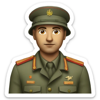 realistic ussr soldier serious with military takes sticker